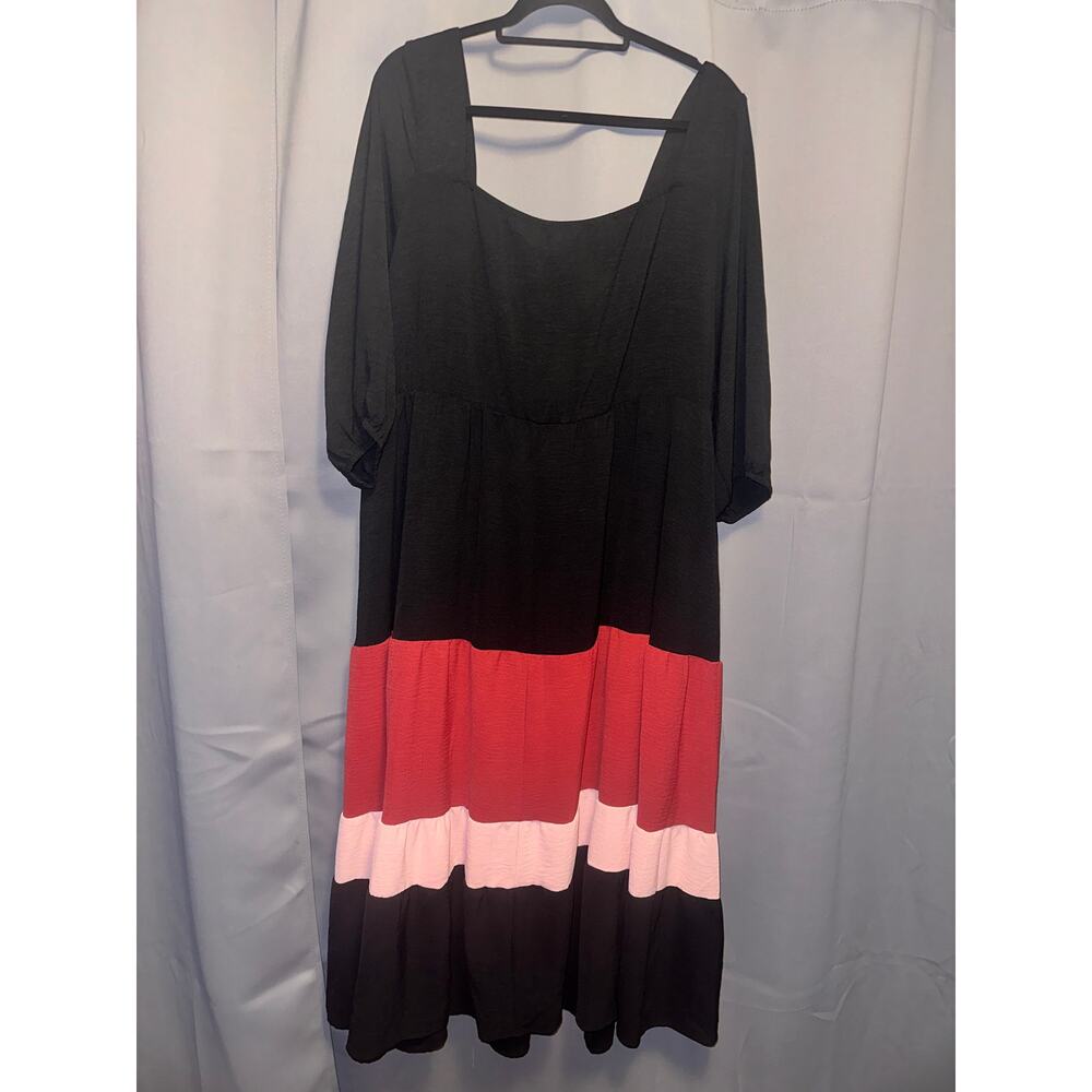 Plus Size 2X 18 - 20 BloomChic Color Block Stripe Midi Dress with Pockets - Picture 9 of 11